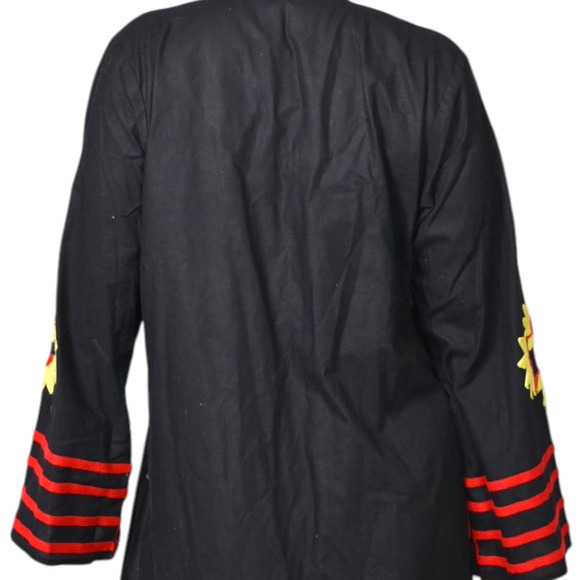 Egyptian Embroidered Caftan Dress Black Long Sleeve Cover Up Tunic Floral Large - Picture 5 of 15